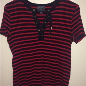 Blue and red striped Chaps shirt